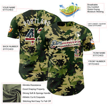Загрузить изображение в средство просмотра галереи, Custom Camo Vintage USA Flag Cream-White Woodland Geometric Camouflage Authentic Baseball Jersey
