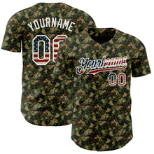 Загрузить изображение в средство просмотра галереи, Custom Camo Vintage USA Flag-White Digital Camouflage Authentic Baseball Jersey
