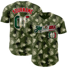 Загрузить изображение в средство просмотра галереи, Custom Camo Vintage Mexican Flag Black White-Fire Red Digital Camouflage Authentic Baseball Jersey

