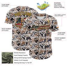 Загрузить изображение в средство просмотра галереи, Custom Camo Vintage USA Flag Black-Old Gold Digital Camouflage Authentic Baseball Jersey
