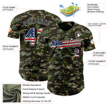 Загрузить изображение в средство просмотра галереи, Custom Camo USA Flag Black-White Digital Camouflage Authentic Baseball Jersey
