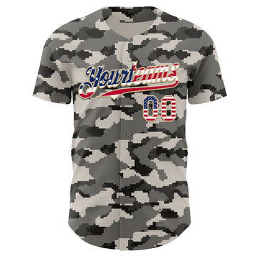 Custom Camo USA Flag Vegas Gold-White Digital Camouflage Authentic Baseball Jersey