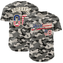 Laden Sie das Bild in den Galerie-Viewer, Custom Camo USA Flag Vegas Gold-White Digital Camouflage Authentic Baseball Jersey
