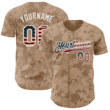Загрузить изображение в средство просмотра галереи, Custom Camo Vintage USA Flag-White Geometric Camouflage Authentic Baseball Jersey

