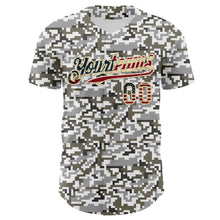 Laden Sie das Bild in den Galerie-Viewer, Custom Camo Vintage USA Flag Cream-Black Digital Camouflage Authentic Baseball Jersey

