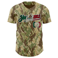 Загрузить изображение в средство просмотра галереи, Custom Camo Vintage Mexican Flag Black White-Fire Red Digital Camouflage Authentic Baseball Jersey
