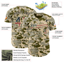 Загрузить изображение в средство просмотра галереи, Custom Camo Vintage USA Flag Cream-Black Digital Camouflage Authentic Baseball Jersey
