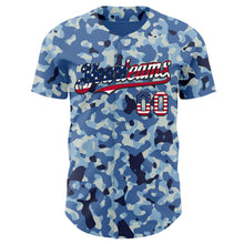 Load image into Gallery viewer, Custom Camo USA Flag Black-White Blue Ocean Camouflage Authentic Baseball Jersey
