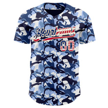 Laden Sie das Bild in den Galerie-Viewer, Custom Camo USA Flag City Cream Black-White Blue Ocean Camouflage Authentic Baseball Jersey
