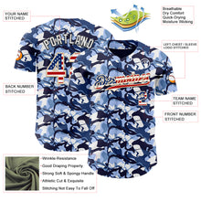 Laden Sie das Bild in den Galerie-Viewer, Custom Camo USA Flag City Cream Black-White Blue Ocean Camouflage Authentic Baseball Jersey
