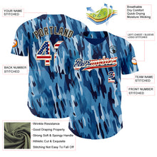 Загрузить изображение в средство просмотра галереи, Custom Camo USA Flag City Cream-Black Blue Ocean Camouflage Authentic Baseball Jersey
