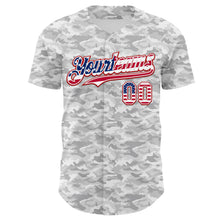 Load image into Gallery viewer, Custom Camo USA Flag White Red-Royal Urban Gray Camouflage Authentic Baseball Jersey
