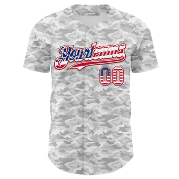 Custom Camo USA Flag White Red-Royal Urban Gray Camouflage Authentic Baseball Jersey