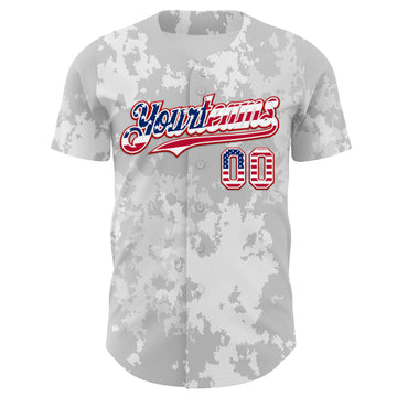 Custom Camo USA Flag White Red-Royal Urban Gray Camouflage Authentic Baseball Jersey