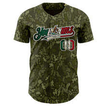 Load image into Gallery viewer, Custom Camo Vintage Mexican Flag Black White-Fire Red Woodland Camouflage Outdoor Authentic Baseball Jersey
