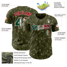 Load image into Gallery viewer, Custom Camo Vintage Mexican Flag Black White-Fire Red Woodland Camouflage Outdoor Authentic Baseball Jersey
