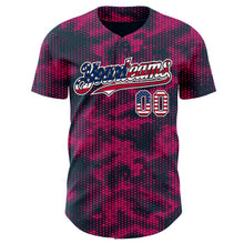 Load image into Gallery viewer, Custom Camo USA Flag Black White-Hot Pink Geometric Camouflage Authentic Baseball Jersey
