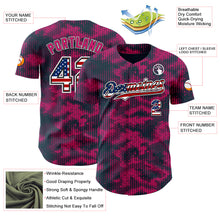 Load image into Gallery viewer, Custom Camo USA Flag Black White-Hot Pink Geometric Camouflage Authentic Baseball Jersey
