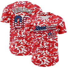 Load image into Gallery viewer, Custom Camo USA Flag Black-White Red Camouflage Authentic Baseball Jersey
