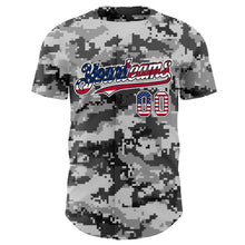 Load image into Gallery viewer, Custom Camo USA Flag Black-White Digital Camouflage Authentic Baseball Jersey
