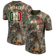 Load image into Gallery viewer, Custom Camo Vintage Mexican Flag Cream-Olive Woodland Camouflage Salute To Service Performance T-Shirt
