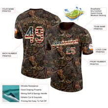 Load image into Gallery viewer, Custom Camo Vintage USA Flag Cream-Brown Woodland Camouflage Salute To Service Performance T-Shirt
