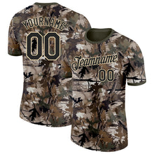 Load image into Gallery viewer, Custom Camo Black Cream-Olive Woodland Camouflage Salute To Service Performance T-Shirt
