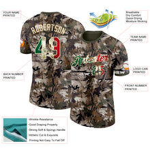 Загрузить изображение в средство просмотра галереи, Custom Camo Vintage Mexican Flag Cream-Olive Woodland Camouflage Salute To Service Performance T-Shirt
