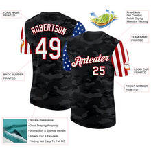 Load image into Gallery viewer, Custom Camo White Red-Black Two Tone USA Flag Sleeves Stars and Stripes Salute To Service Performance T-Shirt

