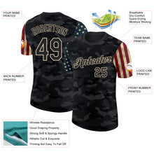 Load image into Gallery viewer, Custom Camo Black-Cream Two Tone USA Flag Sleeves Stars and Stripes Salute To Service Performance T-Shirt
