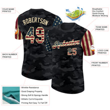Load image into Gallery viewer, Custom Camo Vintage USA Flag Cream-Black Two Tone Stars and Stripes Salute To Service Performance T-Shirt
