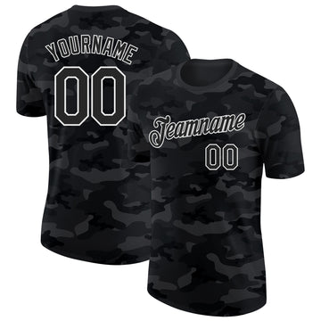 Custom Camo Black-White Salute To Service Performance T-Shirt