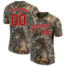 Load image into Gallery viewer, Custom Camo Red White Black-Olive Woodland Camouflage Salute To Service Performance T-Shirt
