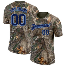 Load image into Gallery viewer, Custom Camo Navy Powder Blue-Olive Woodland Camouflage Salute To Service Performance T-Shirt
