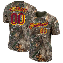 Load image into Gallery viewer, Custom Camo Crimson Gold-Olive Woodland Camouflage Salute To Service Performance T-Shirt
