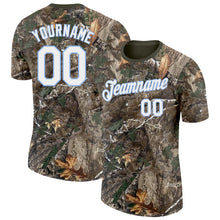 Load image into Gallery viewer, Custom Camo White Light Blue-Olive Woodland Camouflage Salute To Service Performance T-Shirt
