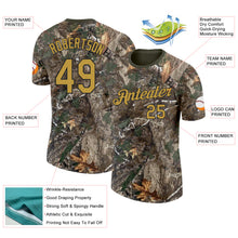 Load image into Gallery viewer, Custom Camo Old Gold Black-Olive Woodland Camouflage Salute To Service Performance T-Shirt
