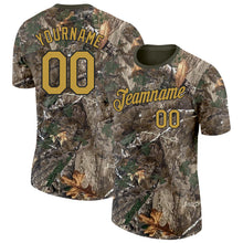 Load image into Gallery viewer, Custom Camo Old Gold Black-Olive Woodland Camouflage Salute To Service Performance T-Shirt
