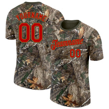Load image into Gallery viewer, Custom Camo Red Old Gold Black-Olive Woodland Camouflage Salute To Service Performance T-Shirt
