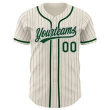 Load image into Gallery viewer, Custom Cream Gray Pinstripe Green Authentic Baseball Jersey
