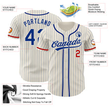 Laden Sie das Bild in den Galerie-Viewer, Custom Cream Royal Pinstripe Red Authentic Baseball Jersey

