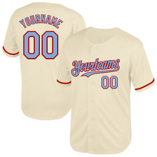 Load image into Gallery viewer, Custom Cream Light Blue-Red Mesh Authentic Throwback Baseball Jersey
