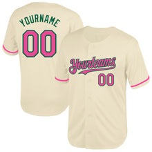 Laden Sie das Bild in den Galerie-Viewer, Custom Cream Pink-Kelly Green Mesh Authentic Throwback Baseball Jersey
