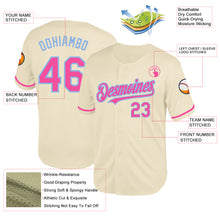 Laden Sie das Bild in den Galerie-Viewer, Custom Cream Pink-Light Blue Mesh Authentic Throwback Baseball Jersey
