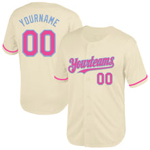 Laden Sie das Bild in den Galerie-Viewer, Custom Cream Pink-Light Blue Mesh Authentic Throwback Baseball Jersey
