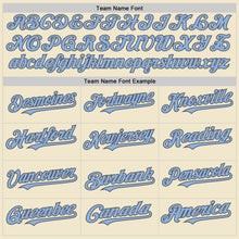 Load image into Gallery viewer, Custom Cream Light Blue-Steel Gray Mesh Authentic Throwback Baseball Jersey

