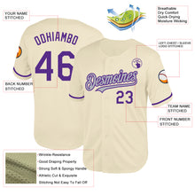 Laden Sie das Bild in den Galerie-Viewer, Custom Cream Purple-Gray Mesh Authentic Throwback Baseball Jersey
