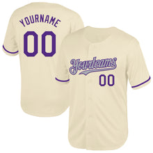 Laden Sie das Bild in den Galerie-Viewer, Custom Cream Purple-Gray Mesh Authentic Throwback Baseball Jersey
