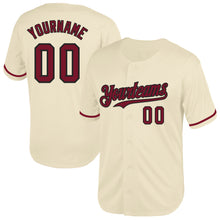 Load image into Gallery viewer, Custom Cream Crimson-Black Mesh Authentic Throwback Baseball Jersey
