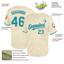 Load image into Gallery viewer, Custom Cream Teal-Gray Mesh Authentic Throwback Baseball Jersey
